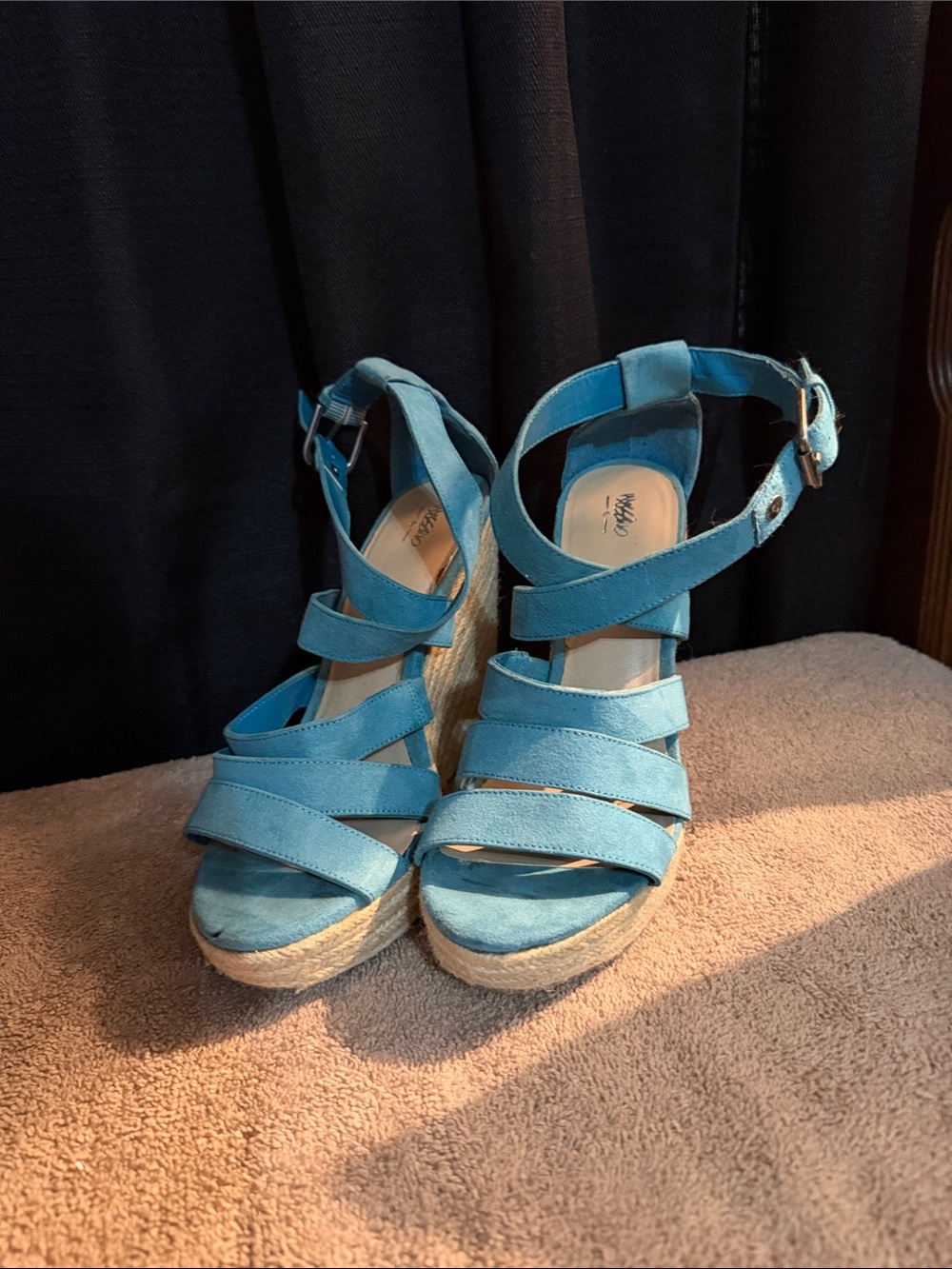 Mossimo Supply Co. Bright Turquoise Crisscross Espadrille Wedges
